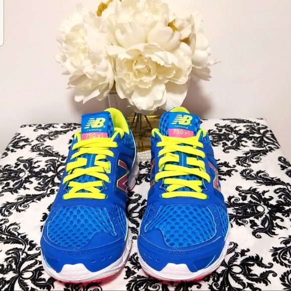 NEW BALANCE 750 V1 Running Shoes Blue Neon Pink Green Women's - Picture 3 of 11